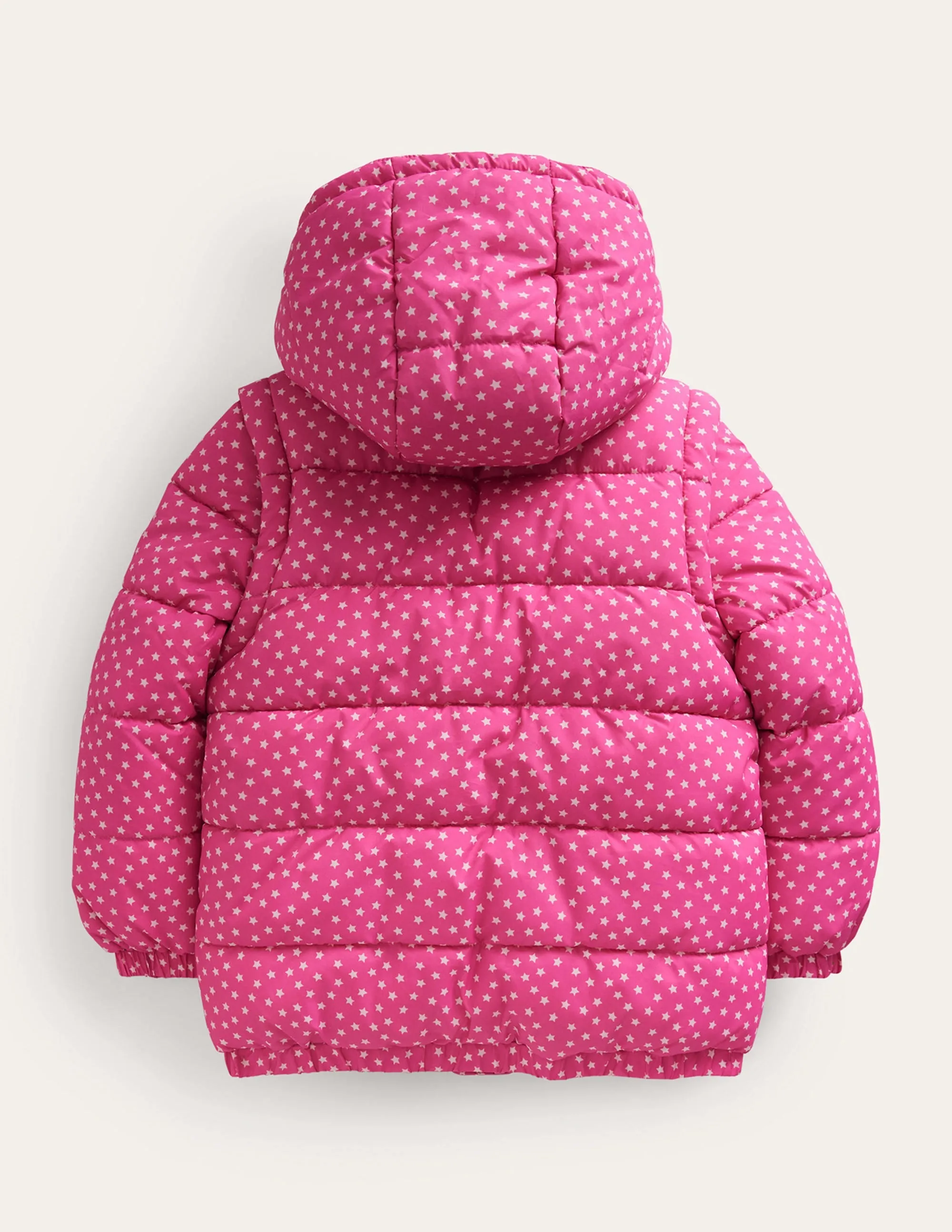 2-in-1 Padded Coat-Mid Pink Tiny Stars