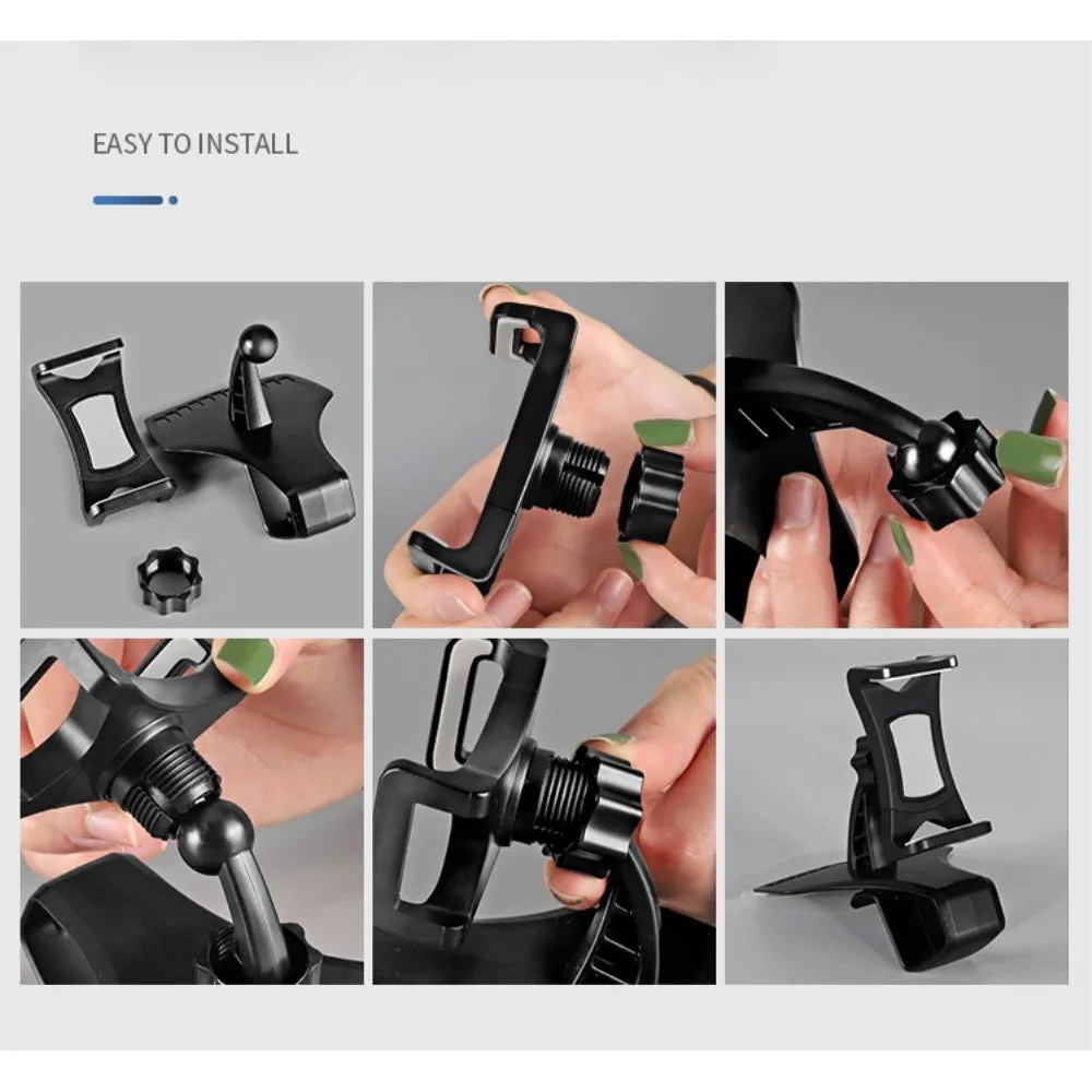 3 in 1 Car GPS Smartphone Holder: Dashboard / Visor Clamp   AC Grid Clip for Archos 40 Neon - Black