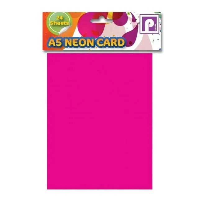 A5 Neon Fluorescent Cards 24 Sheets