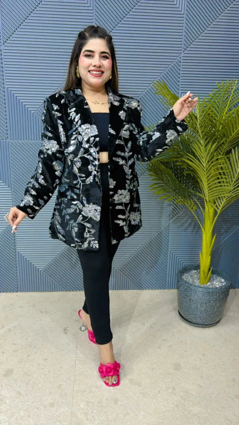 Amazing Premium Sequin Blazer - Heavy Quality Stretchable Imported Fabric GGR836