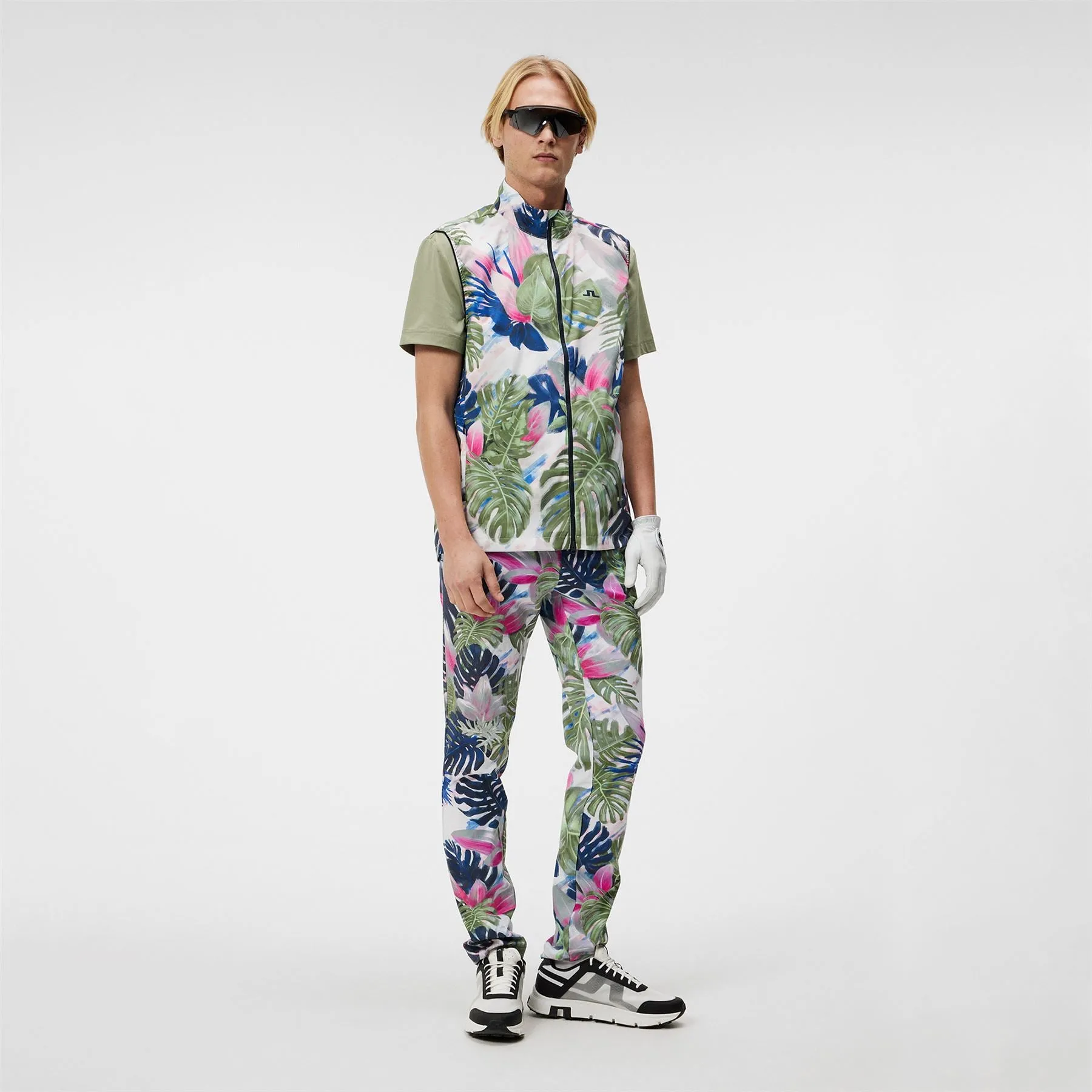 Ash Stretch Light Packable Print Gilet Calypso Oil Green - SS24
