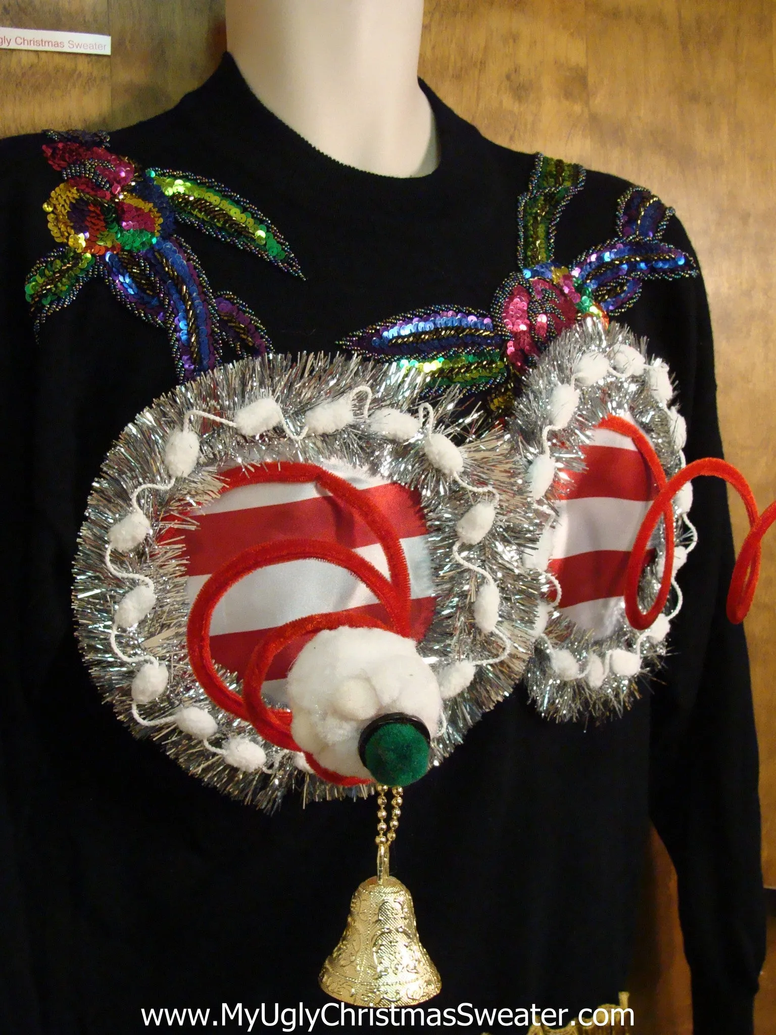 Bling 80s Mess Tacky Xmas Sweater with Funny Boobs