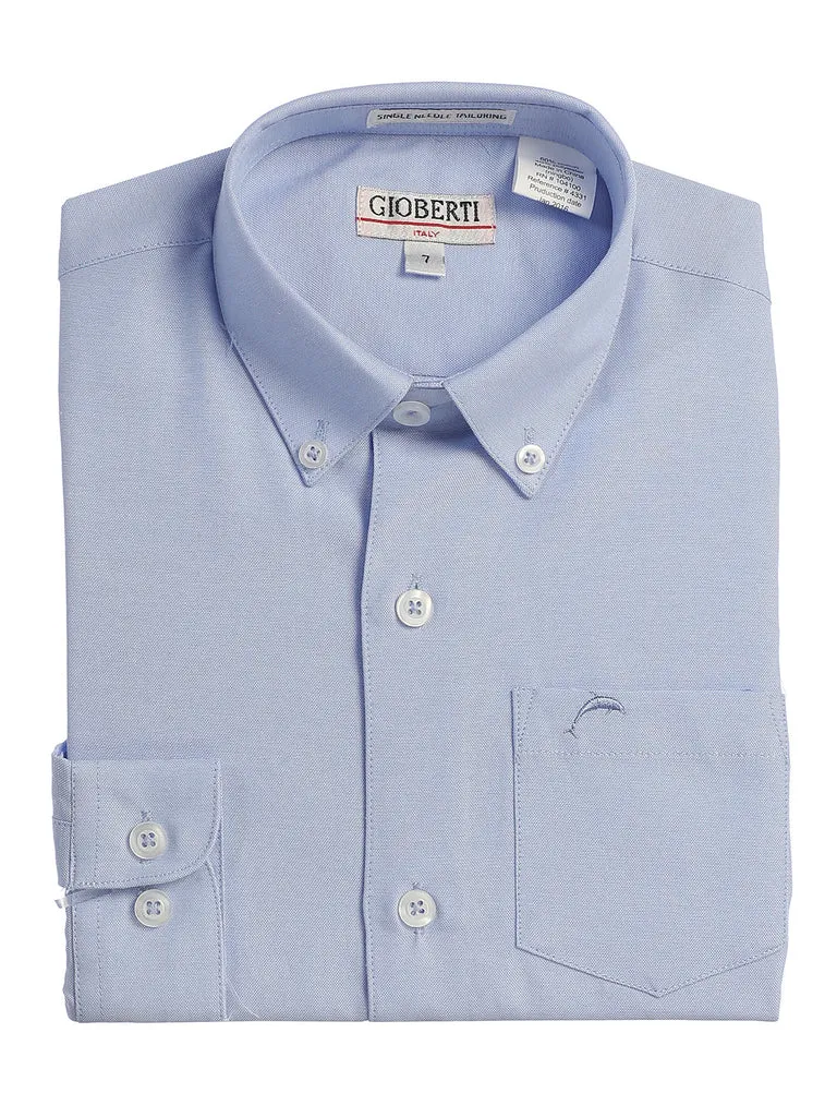 Boy's Oxford Long Sleeve Dress Shirt -Blue