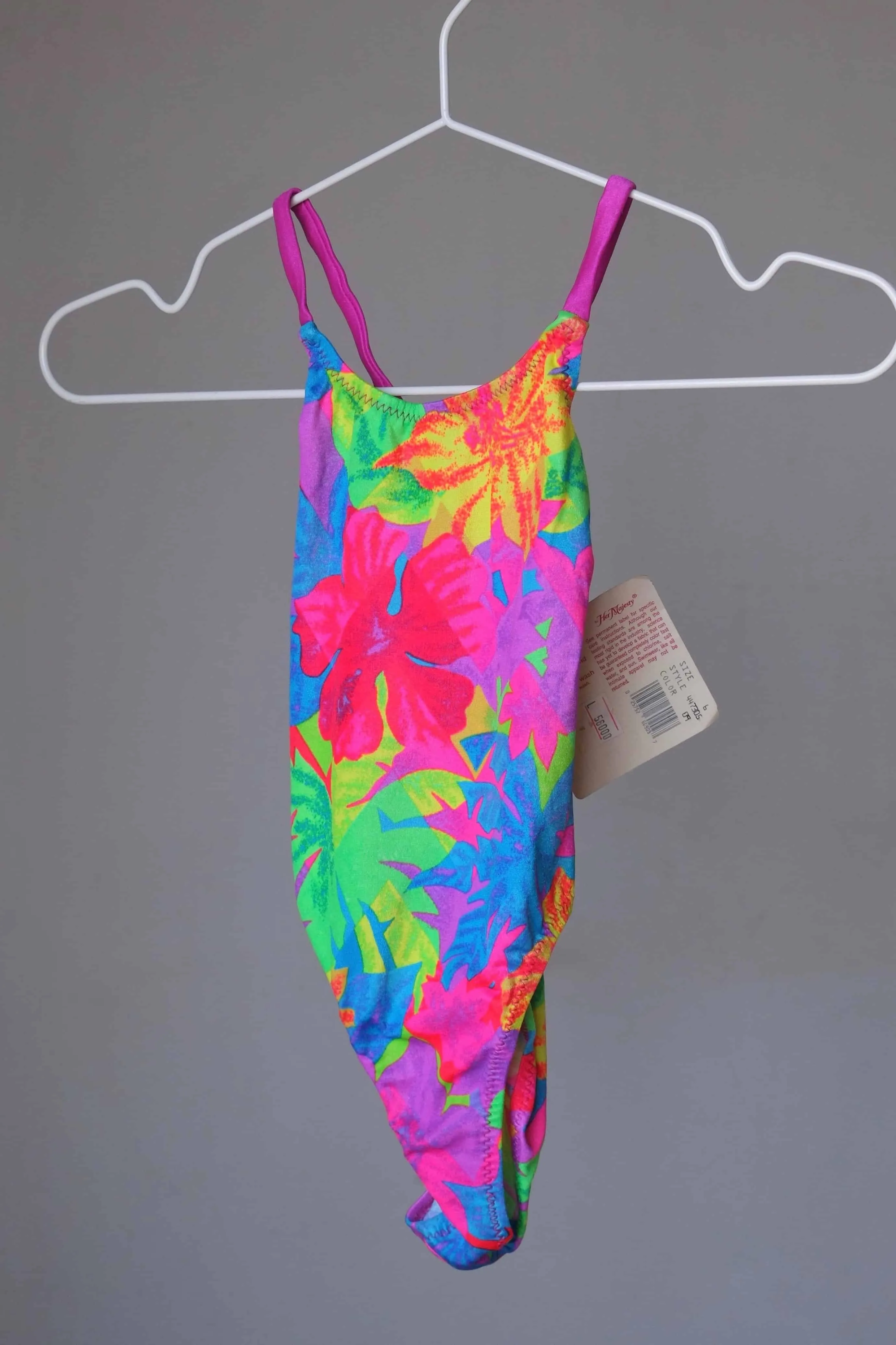 COLE of CALIFORNIA 90s Neon Flowers Girls Swimsuit