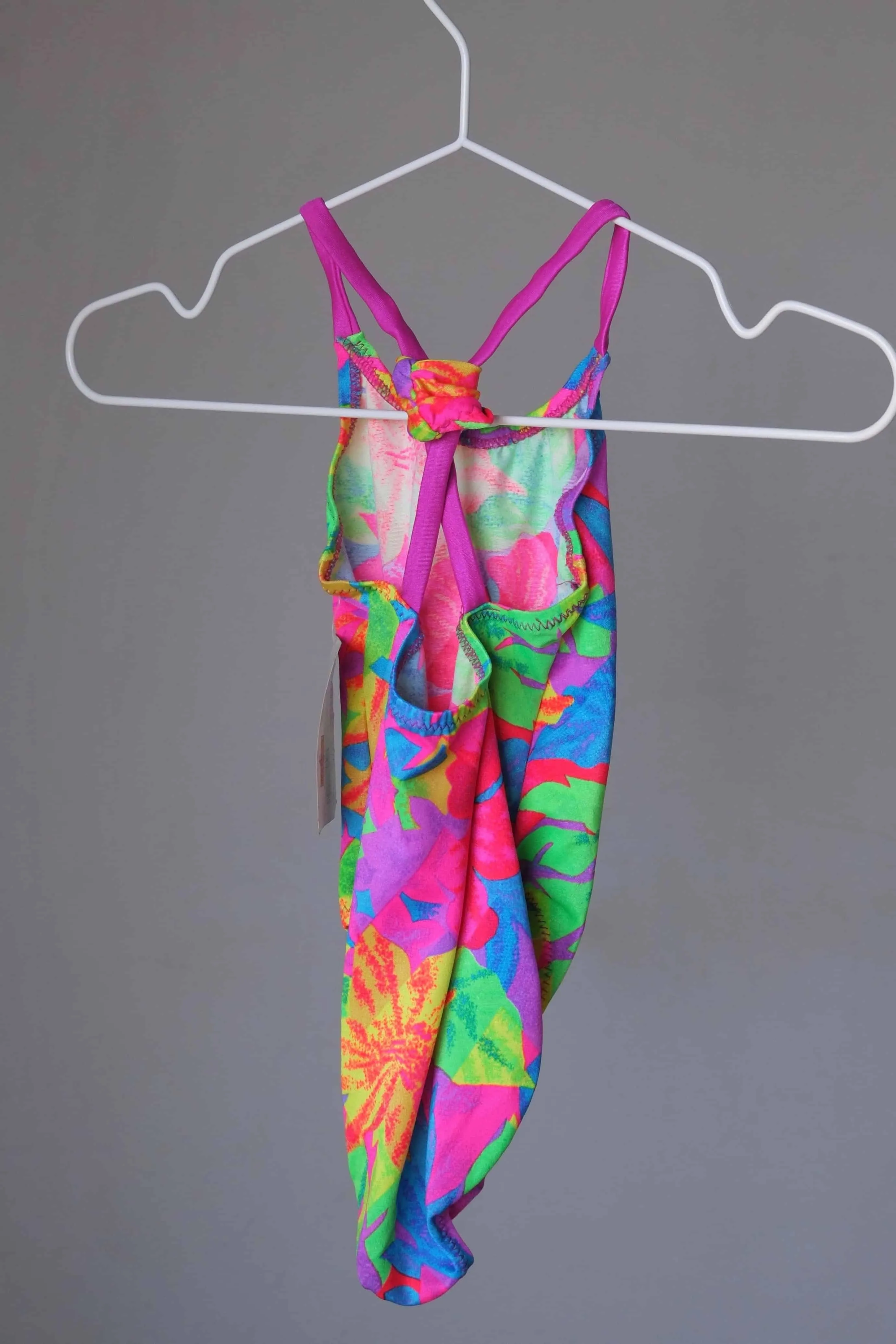COLE of CALIFORNIA 90s Neon Flowers Girls Swimsuit