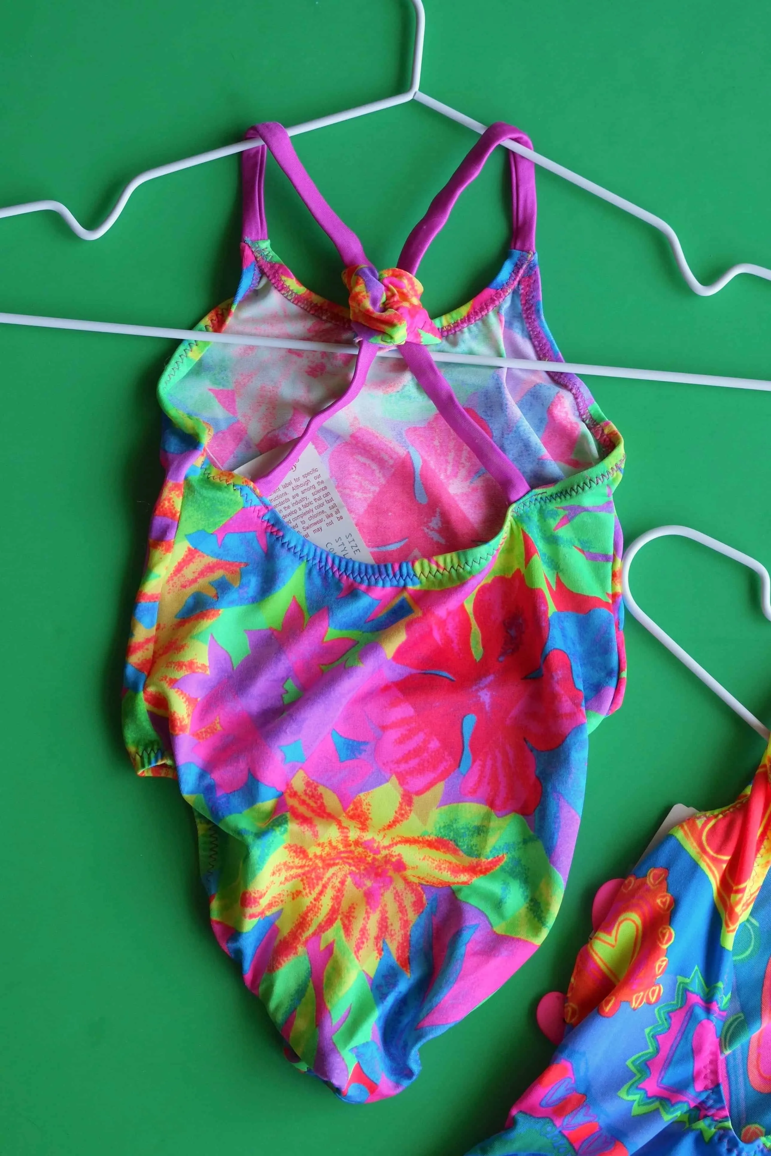 COLE of CALIFORNIA 90s Neon Flowers Girls Swimsuit