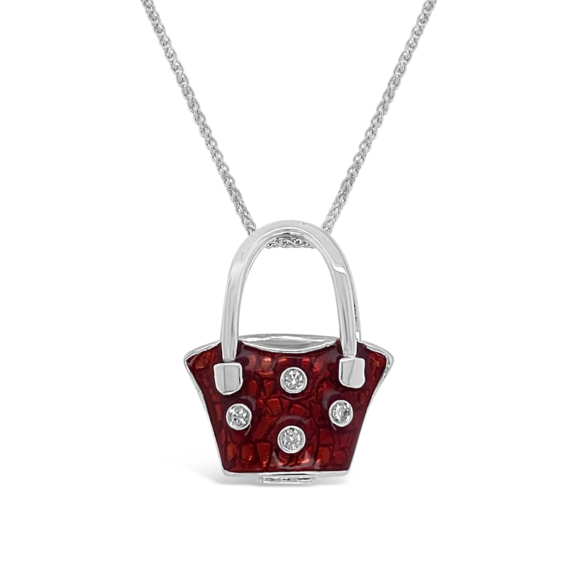 Enamel Diamond Polka Dot Handbag Pendant