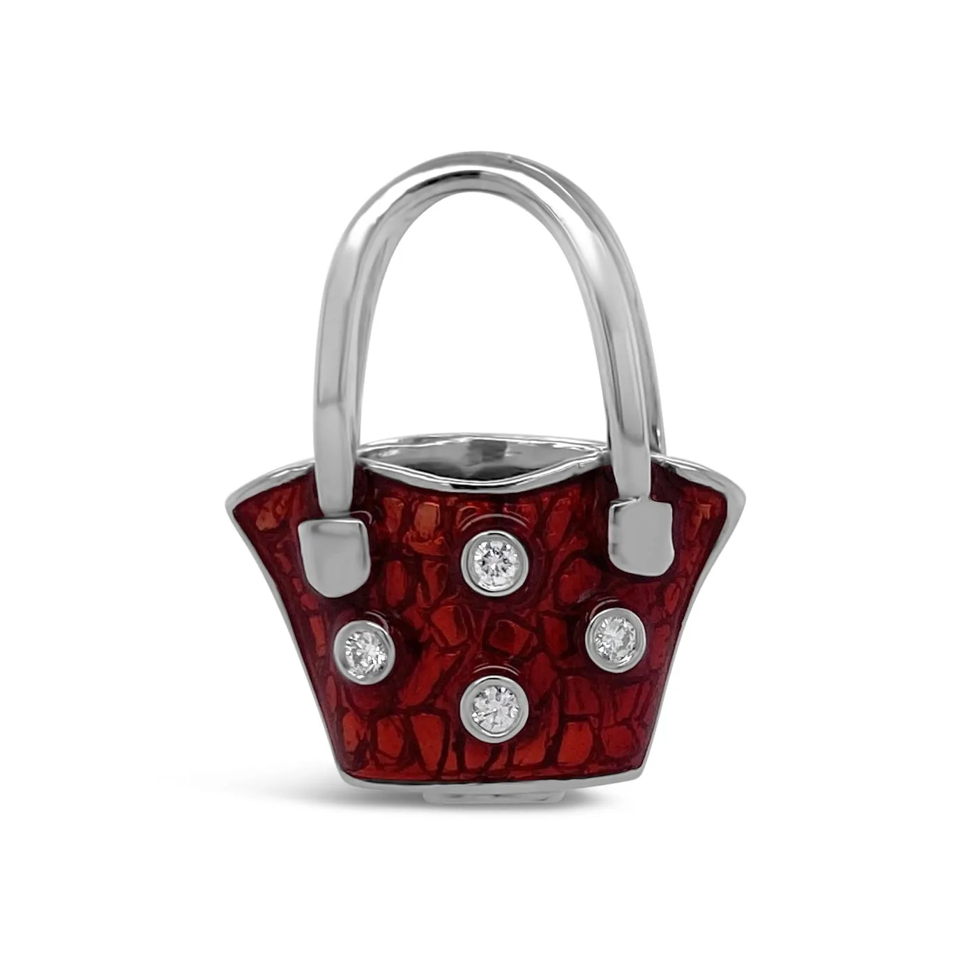 Enamel Diamond Polka Dot Handbag Pendant