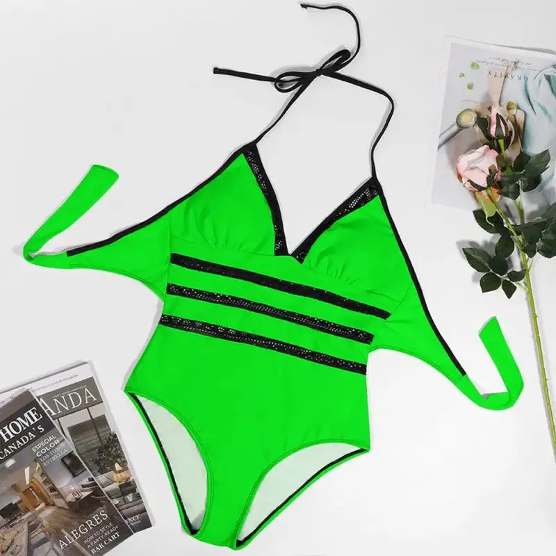 Glow Up in This Plus Size Neon Swimsuit with Ladybug Vibes