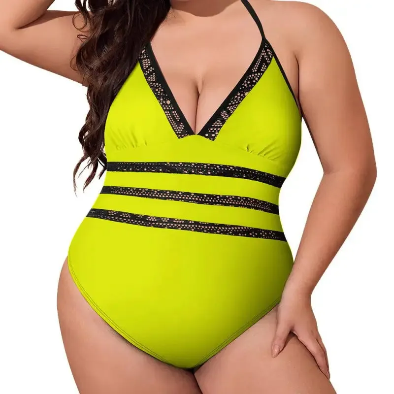 Glow Up in This Plus Size Neon Swimsuit with Ladybug Vibes
