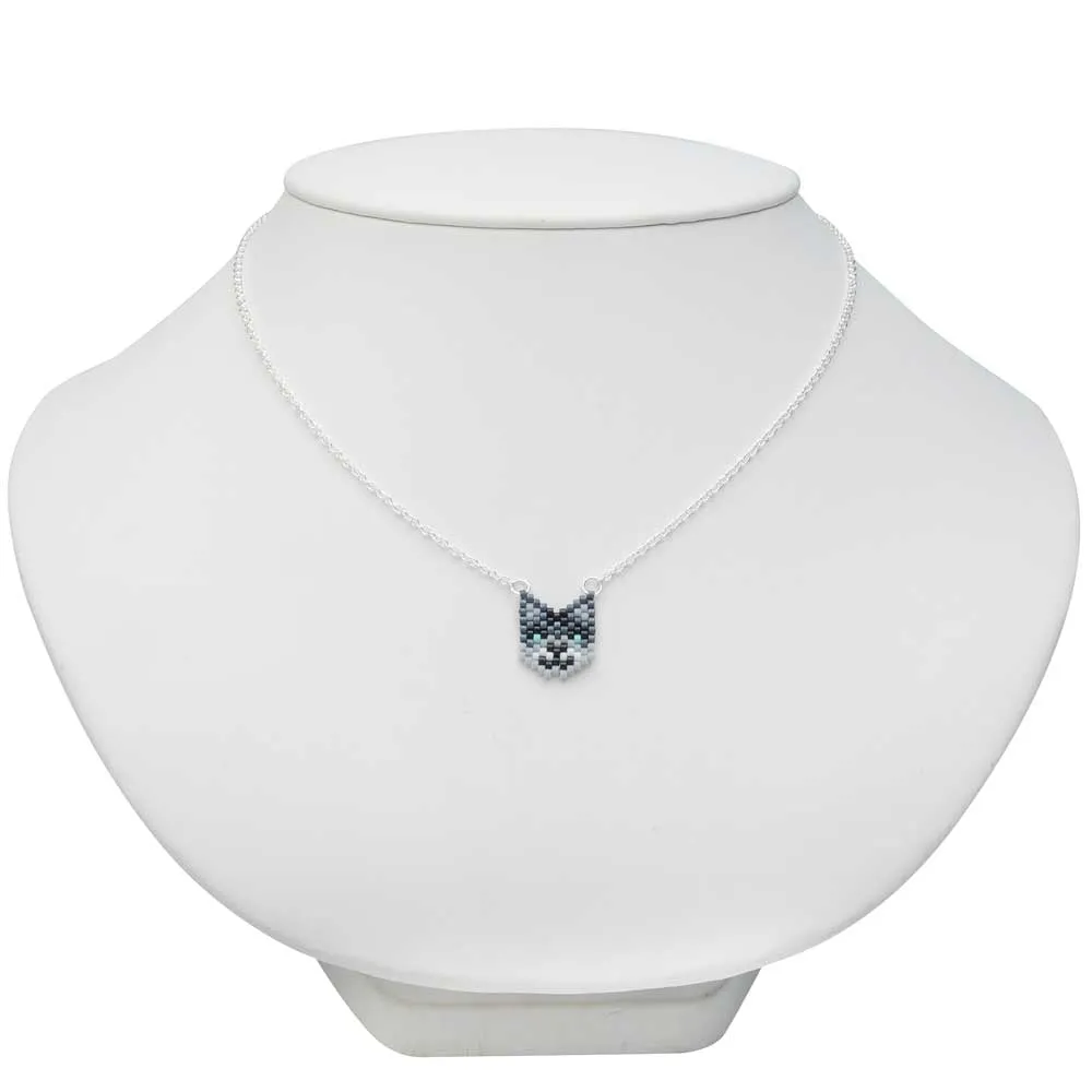 Grey Kitty Cat Necklace