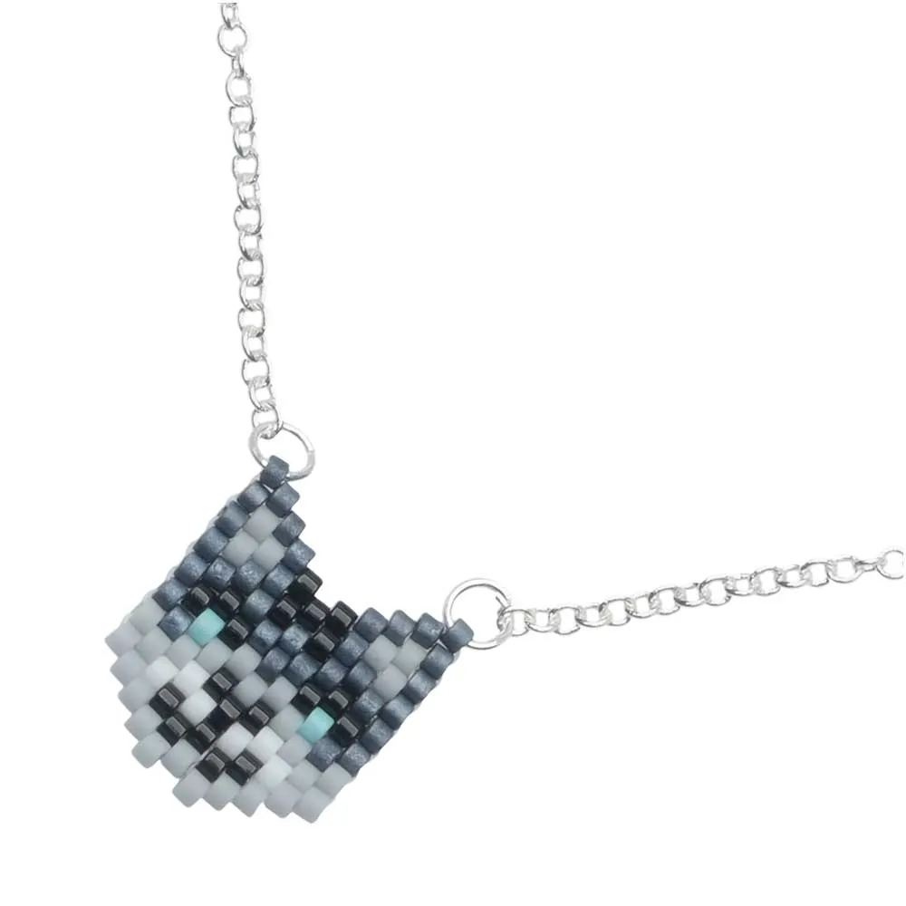 Grey Kitty Cat Necklace