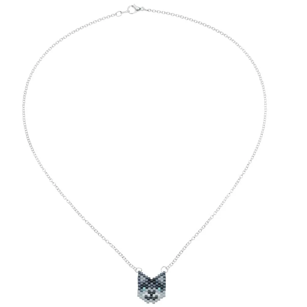 Grey Kitty Cat Necklace