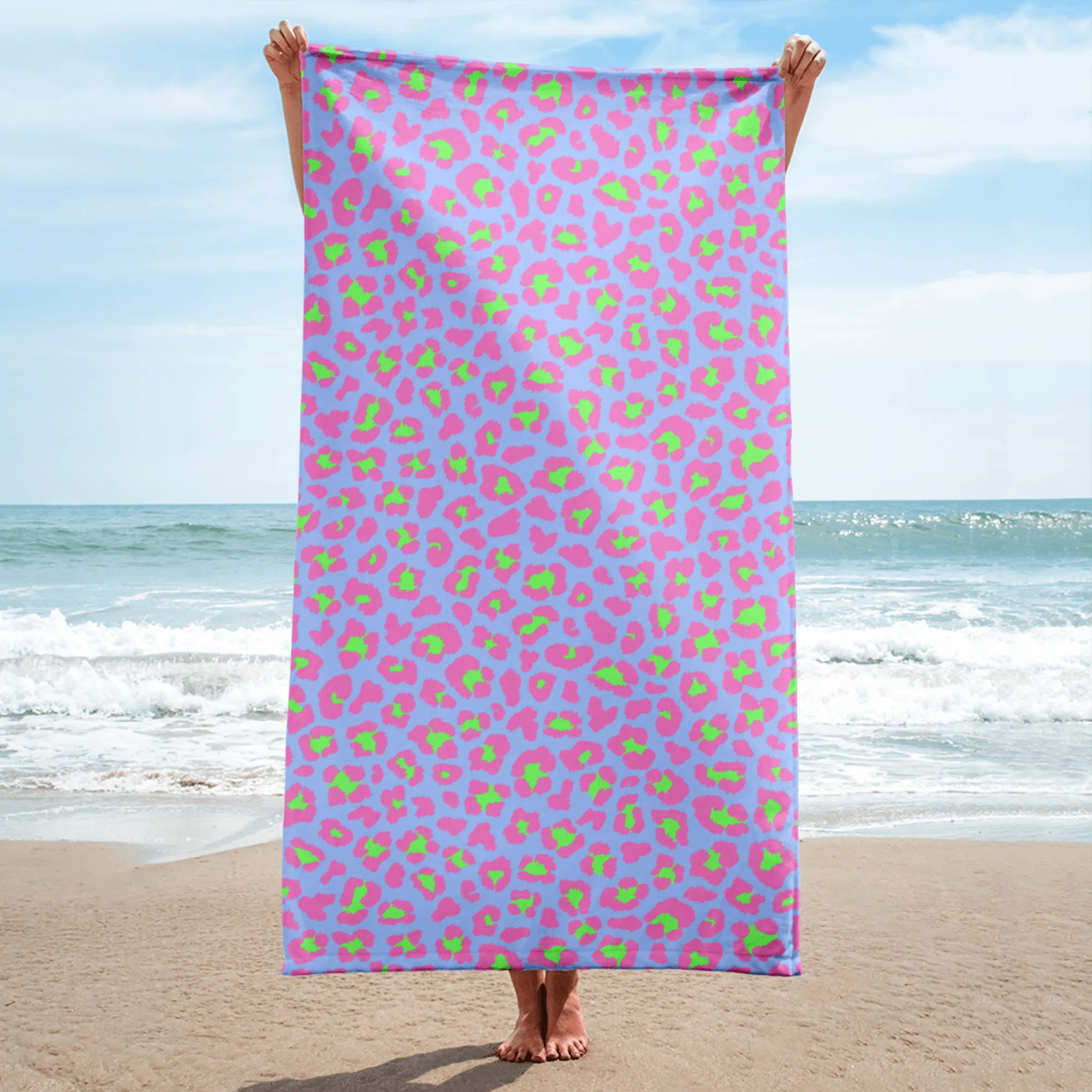 Lime Leopard Beach Towel