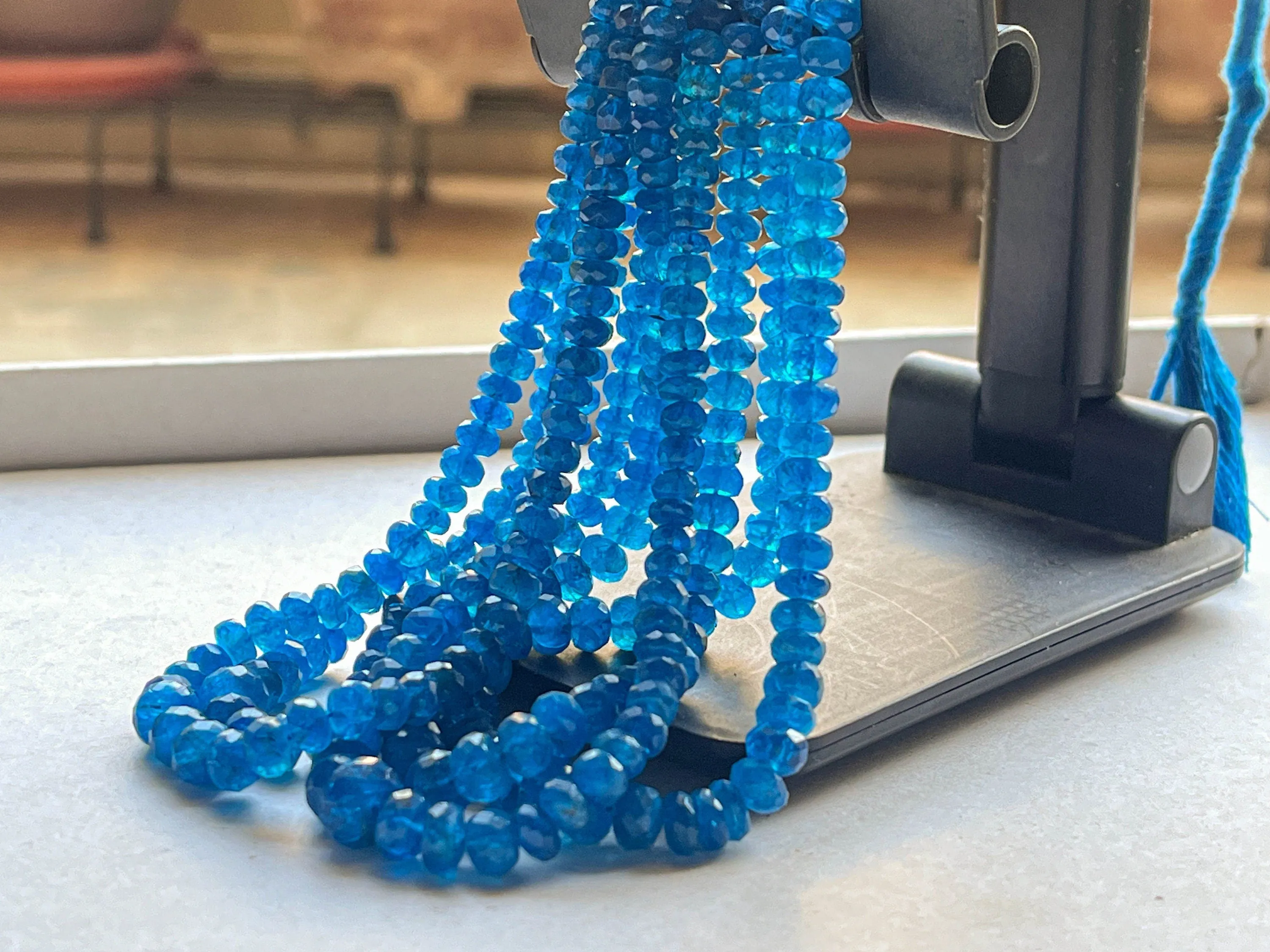 Neon Apatite Beads Faceted Rondelle Shape