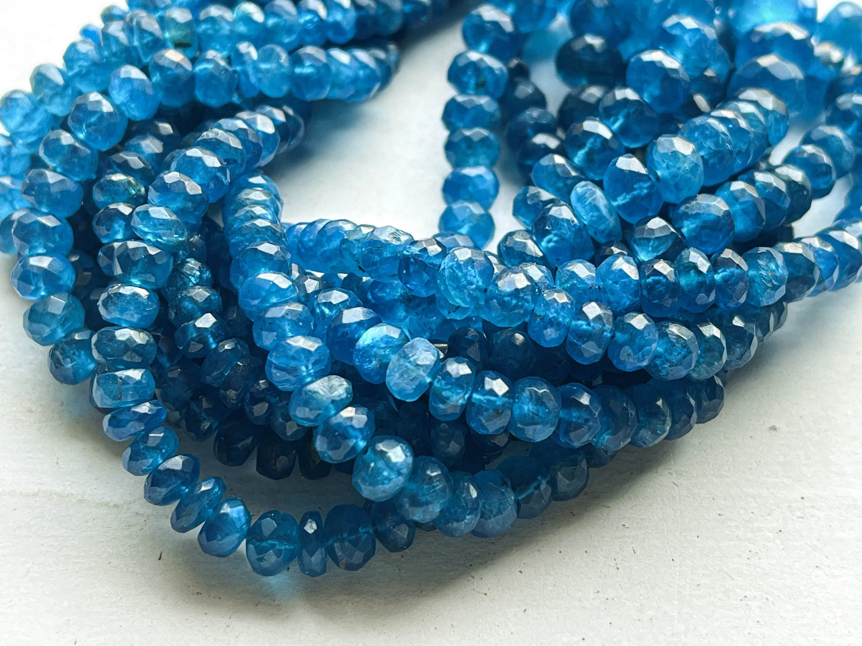 Neon Apatite Beads Faceted Rondelle Shape