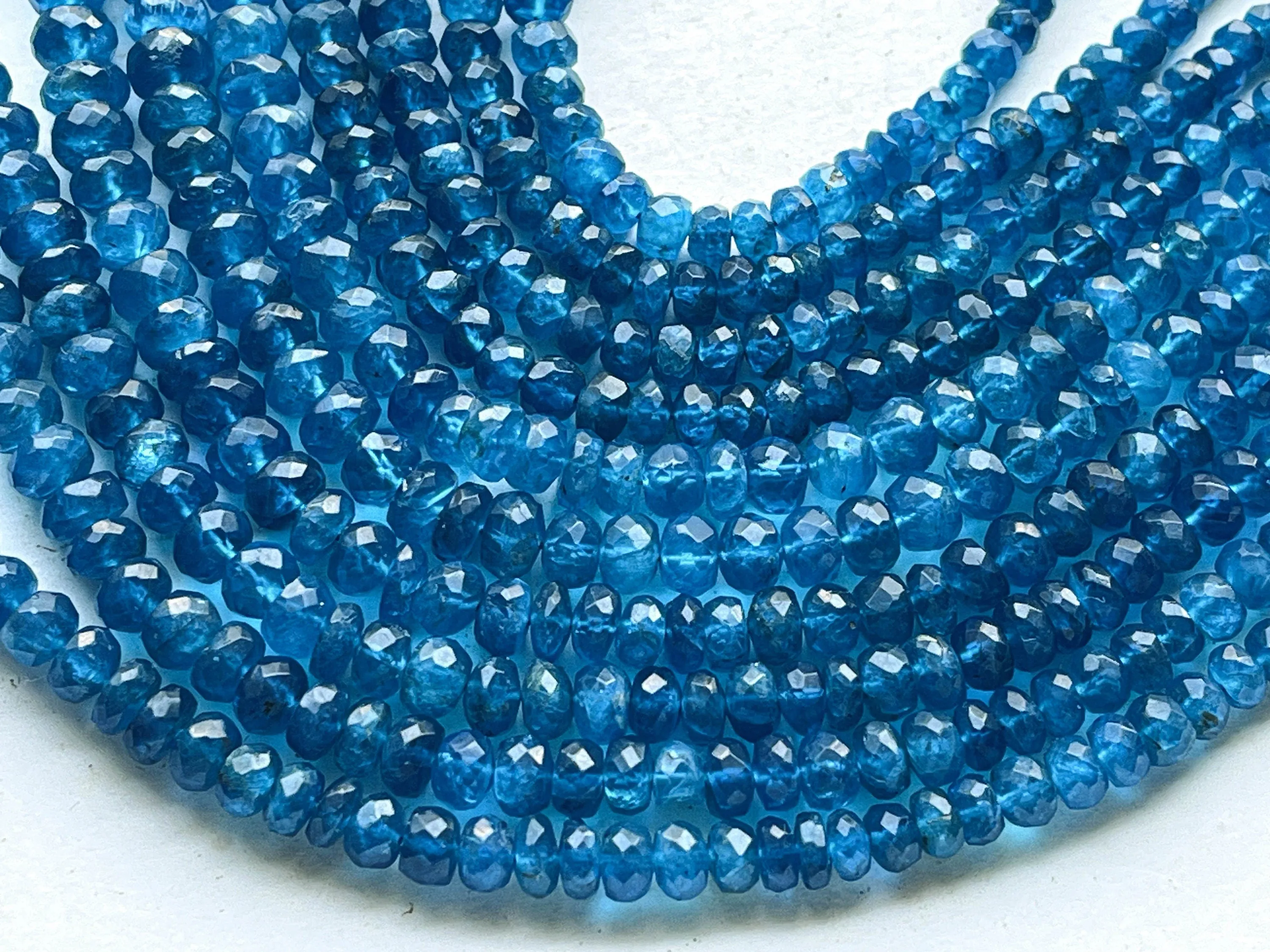 Neon Apatite Beads Faceted Rondelle Shape