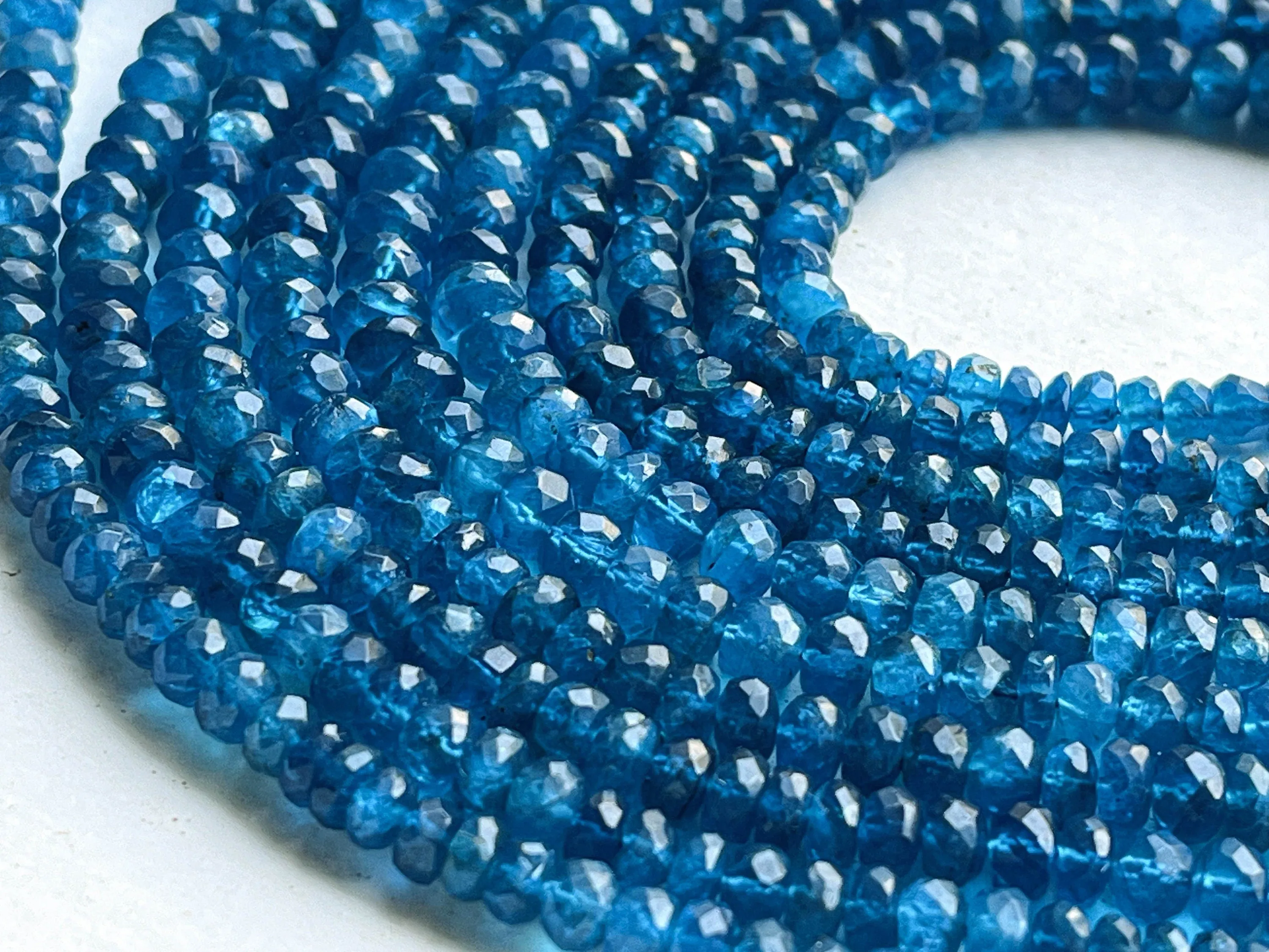 Neon Apatite Beads Faceted Rondelle Shape