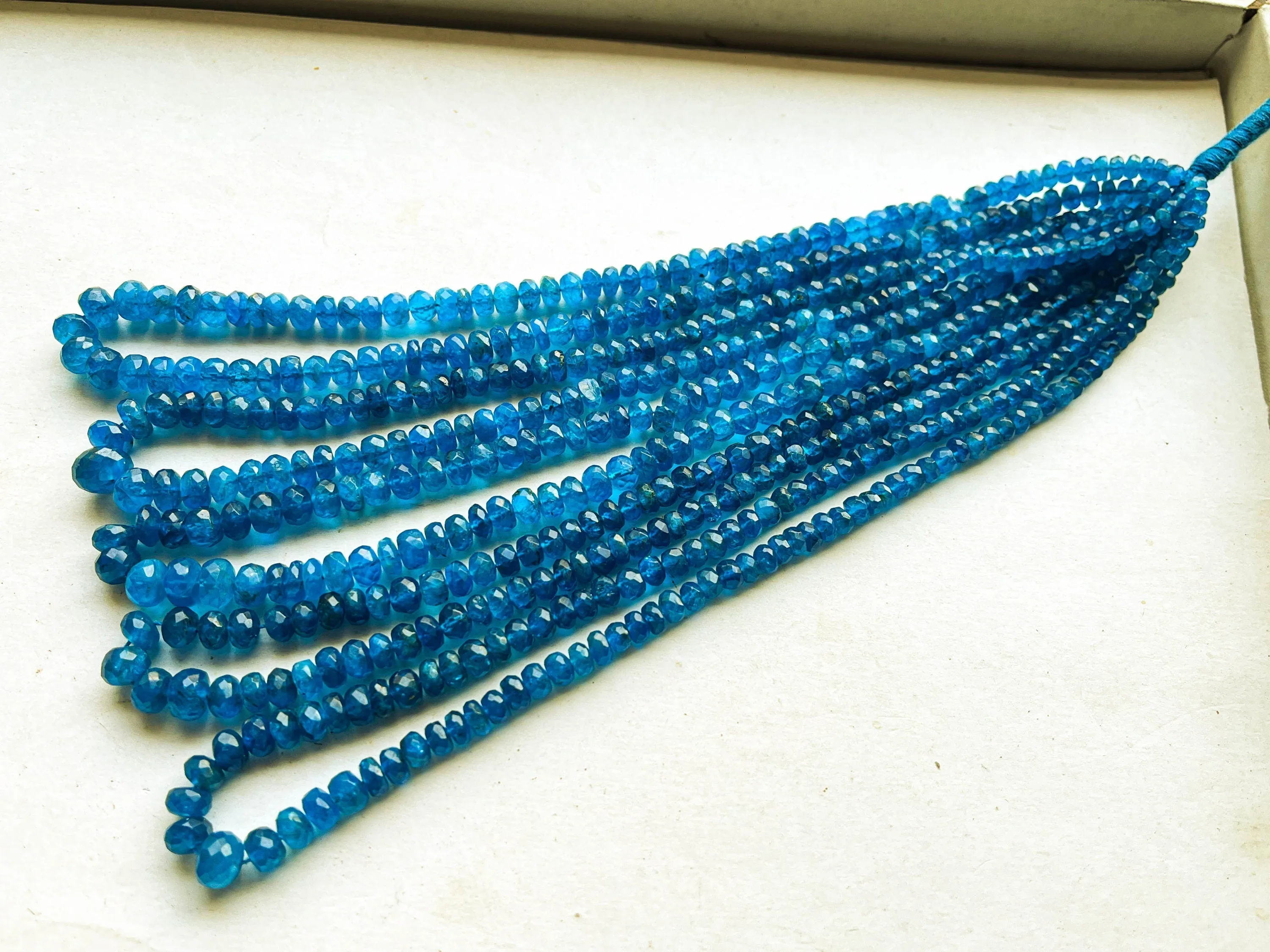 Neon Apatite Beads Faceted Rondelle Shape