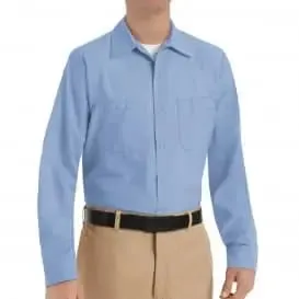 RED KAP - Long Sleeve Industrial Work Shirt, Light Blue