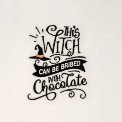 This witch can be bribed with chocolate Embroidered Towel