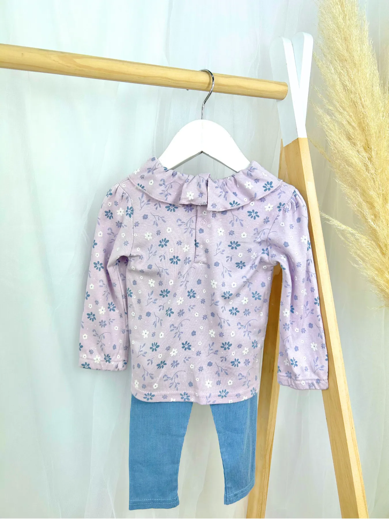 Toddler Girl Purple & Cream 3 Piece Gilet Outfit Set