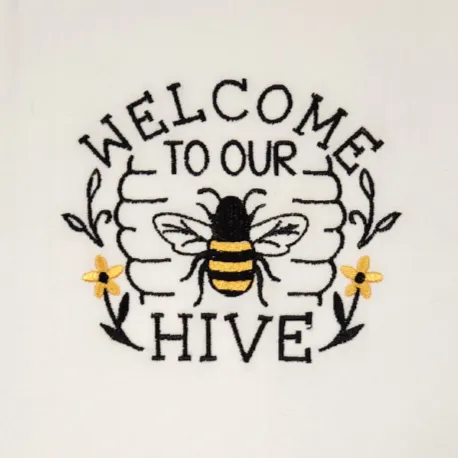 Welcome to our hive Embroidered Towel
