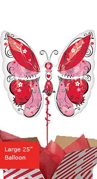 Whimsical Hearts Butterfly Balloon