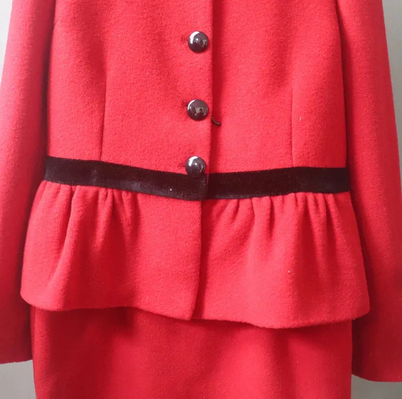 Women Custom Made Red Flare Tweed Jacket   Skirt / Trousers Pants, Shorts Suit/ Wedding Suit/ Graduation Ceremony / Speech Day, Formal Event